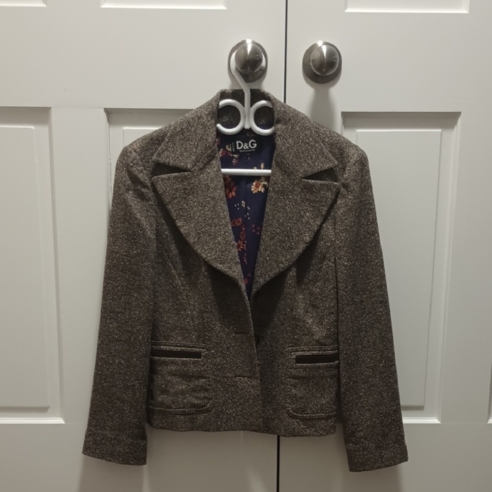 D&G Women's Textured Brown Blazer